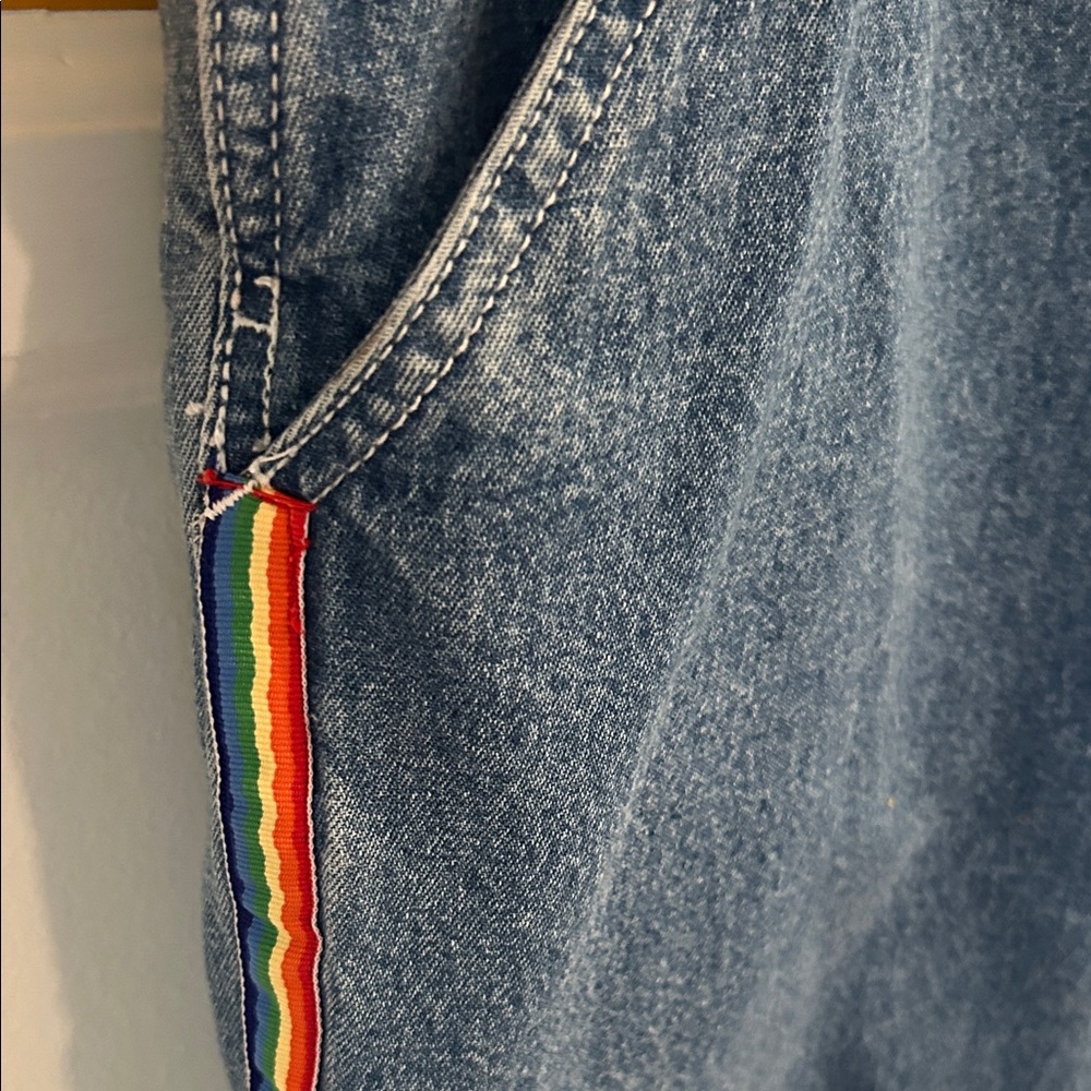 Stylish Denim Overalls with Rainbow Detail - Picture 5 of 9